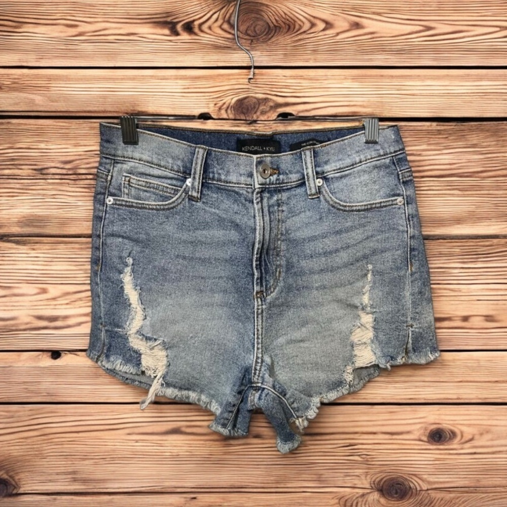 ☀️Kendall + Kylie The Icon High Rise Distressed Cut Off Denim Jean Shorts 28
